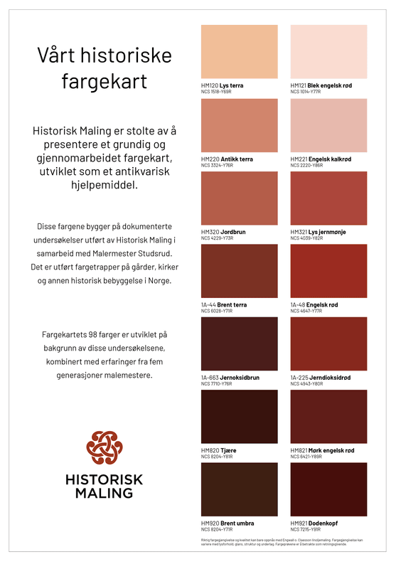 Historisk fargekart linoljemaling